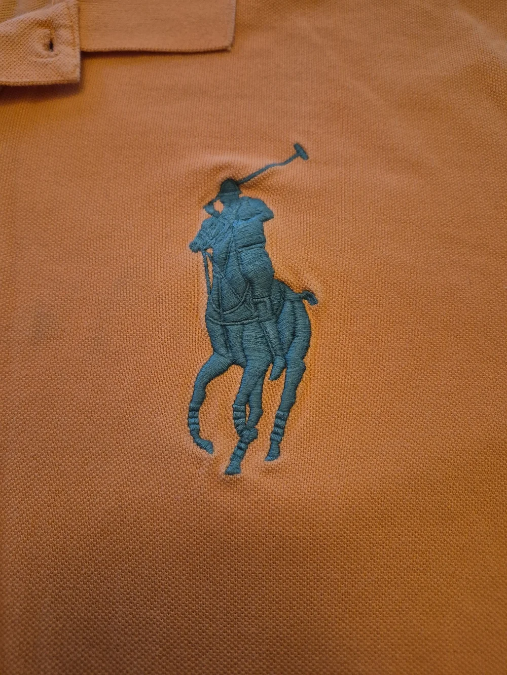 Polo by Ralph Lauren Orange Short-Sleeve Polo with Teal Large  Pony Size 2XL